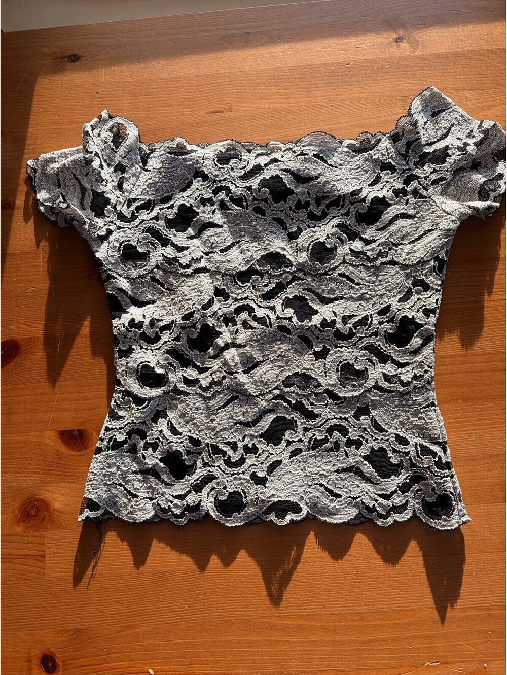 Cache Top Blouse Small Black White Short Sleeve